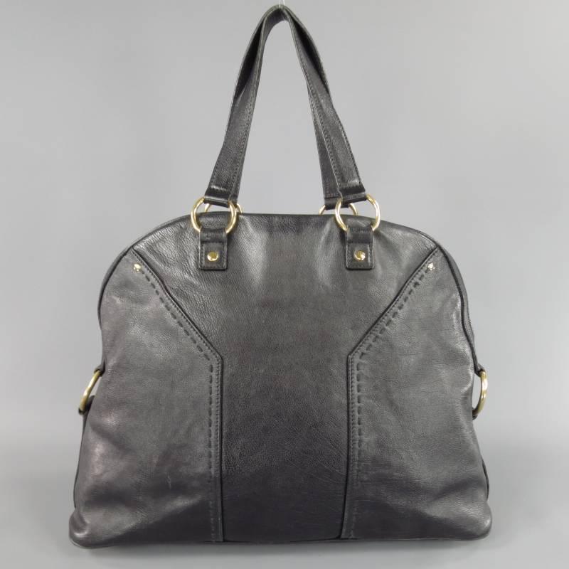 Women's TOM FORD Yves Saint Laurent Large Black Leather Gold tone Hardware Muse Tote