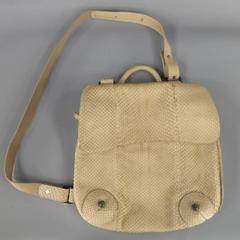 AMBROSI ABRIANNA Beige Textured Snake Leather Convertable Strap MIA Bag