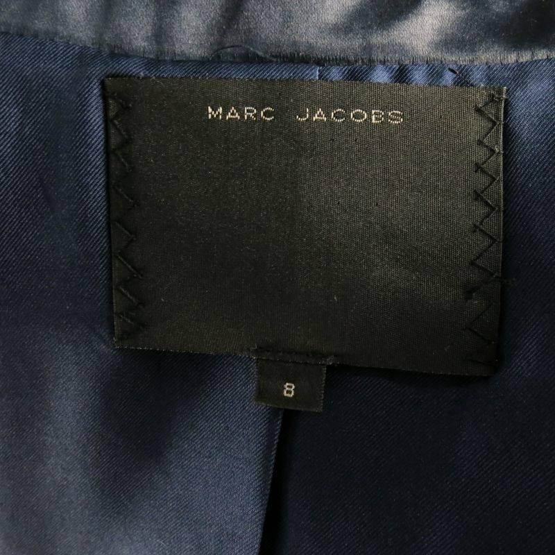 MARC JACOBS Size 8 Navy Cotton Blend Satin Belted Trench Coat 2