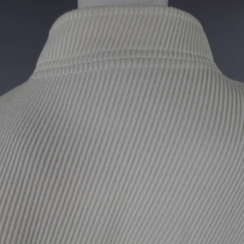 OSCAR DE LA RENTA Size 10 Off White Ribbed Cotton Open Front Jacket 2