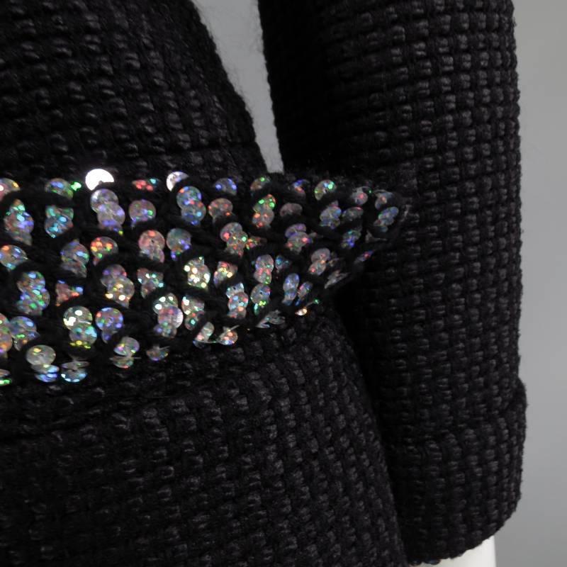 CHANEL 6 Black Woven Silver Holographic Sequin Shanghai Pre-Fall 2010 ...