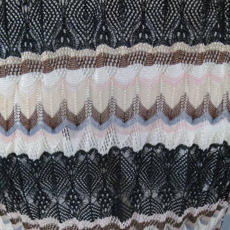 MISSONI Beige Brown Pink Grey & Black Striped Mesh Knit Cardigan Coat 5