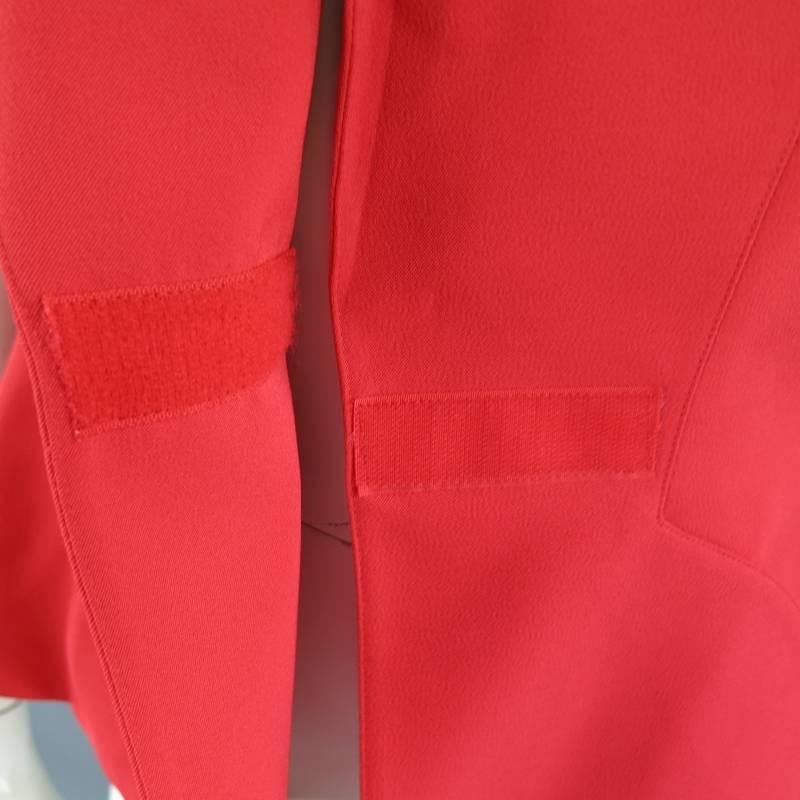 MUGLER Size 6 Red Shourt Sleeve Velcro Blazer Jacket In Excellent Condition In San Francisco, CA