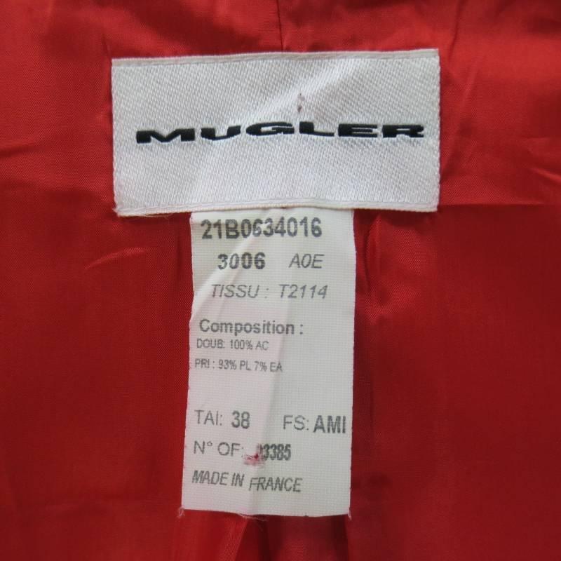 MUGLER Size 6 Red Shourt Sleeve Velcro Blazer Jacket 3