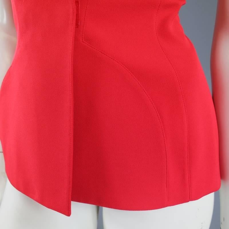 MUGLER Size 6 Red Shourt Sleeve Velcro Blazer Jacket 1