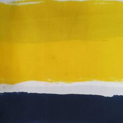 Vintage BALENCIAGA Navy White & Yellow Brush Stroke Striped Silk Scarf