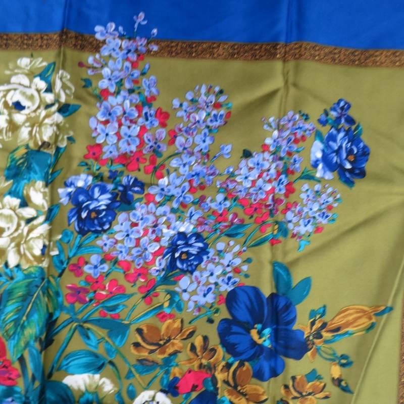 Vintage OSCAR DE LA RENTA Blue Silk Scarves 3