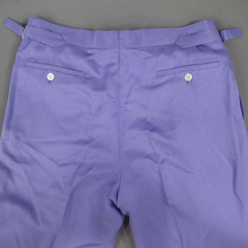 Men's RALPH LAUREN Purple Label Size 32 Pastel Purple Silk Twill Pleated Dress Pants
