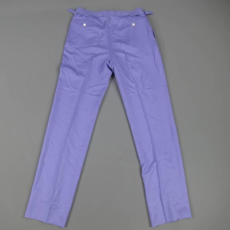 RALPH LAUREN Purple Label Size 32 Pastel Purple Silk Twill Pleated Dress Pants In Excellent Condition In San Francisco, CA