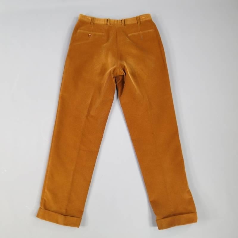 BRIONI Size 31 Brown Corduroy Cuffed Hem Dress Pants 1