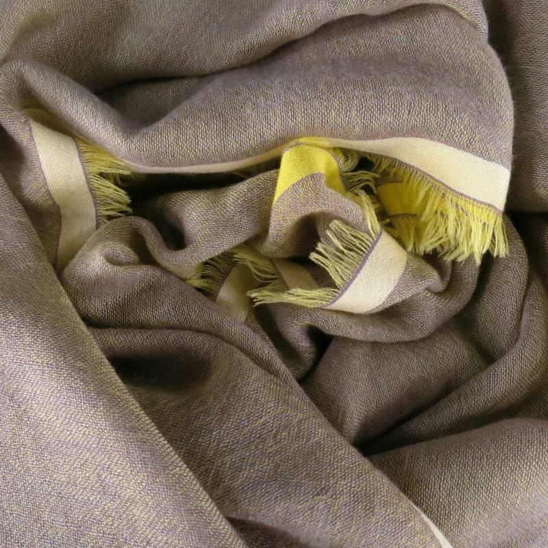 LORO PIANA Pastel Yellow & Purple Cashmere Blend Two Tone Scarf In Excellent Condition In San Francisco, CA
