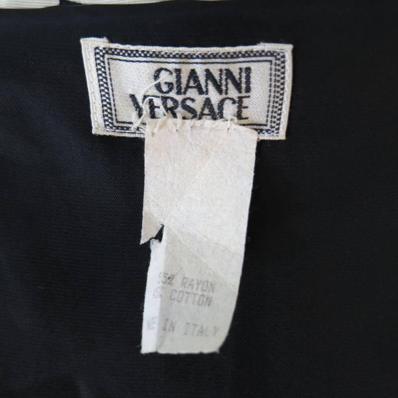 Vintage GIANNI VERSACE Men's 40 Black & White Geometric Print Viscose Blend Vest 7