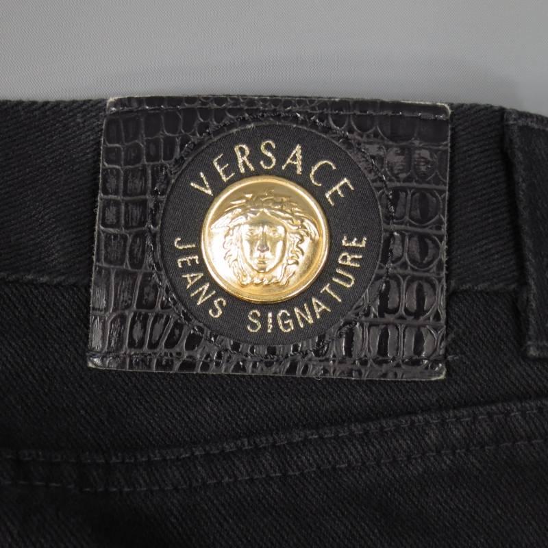 VERSACE JEANS Size 32 Black High Rise Denim Jeans 3