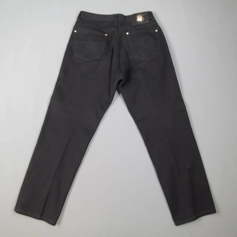 VERSACE JEANS Size 32 Black High Rise Denim Jeans 2