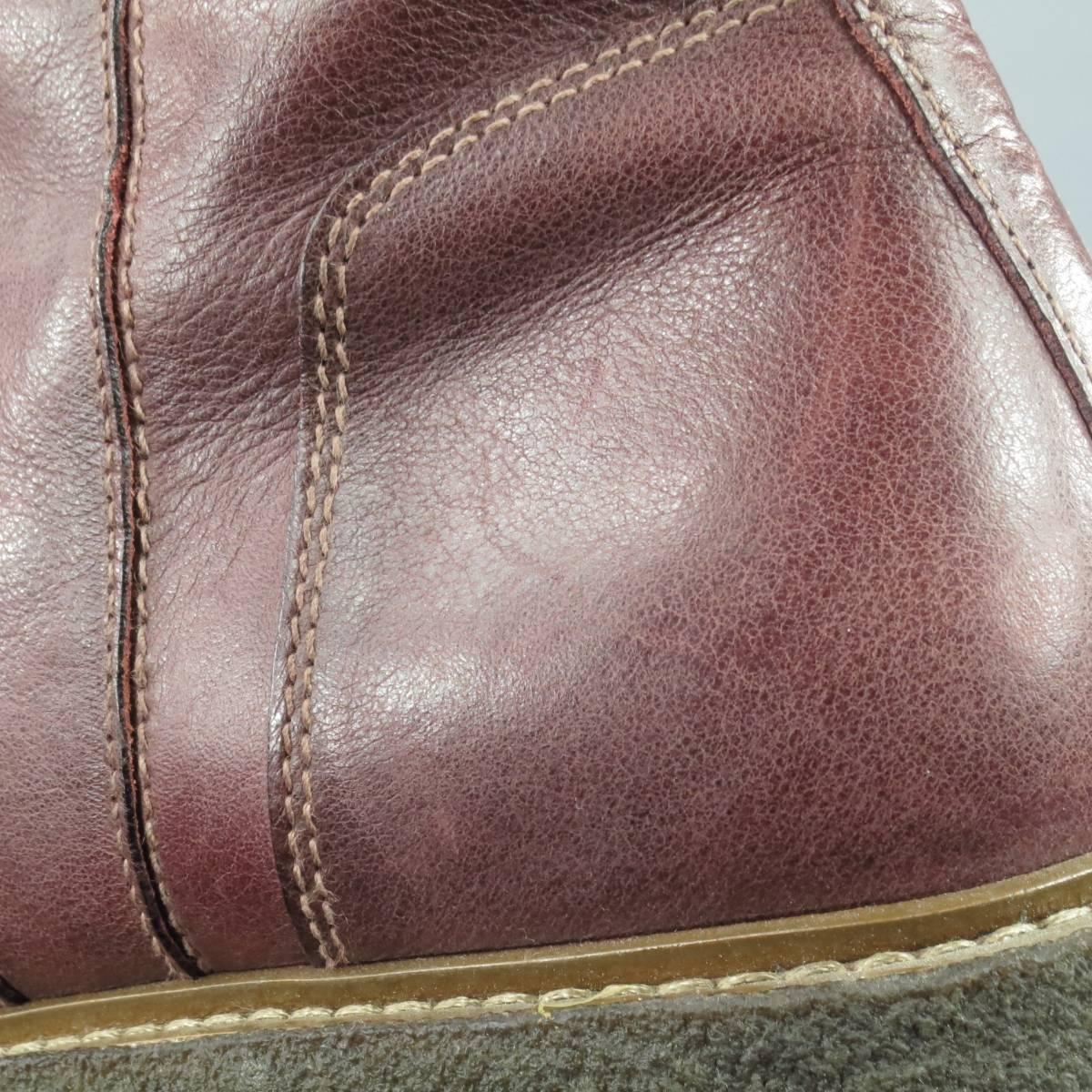 MAISON MARTIN MARGIELA Size 11 Burgundy Side Zipper Leather Boots 4
