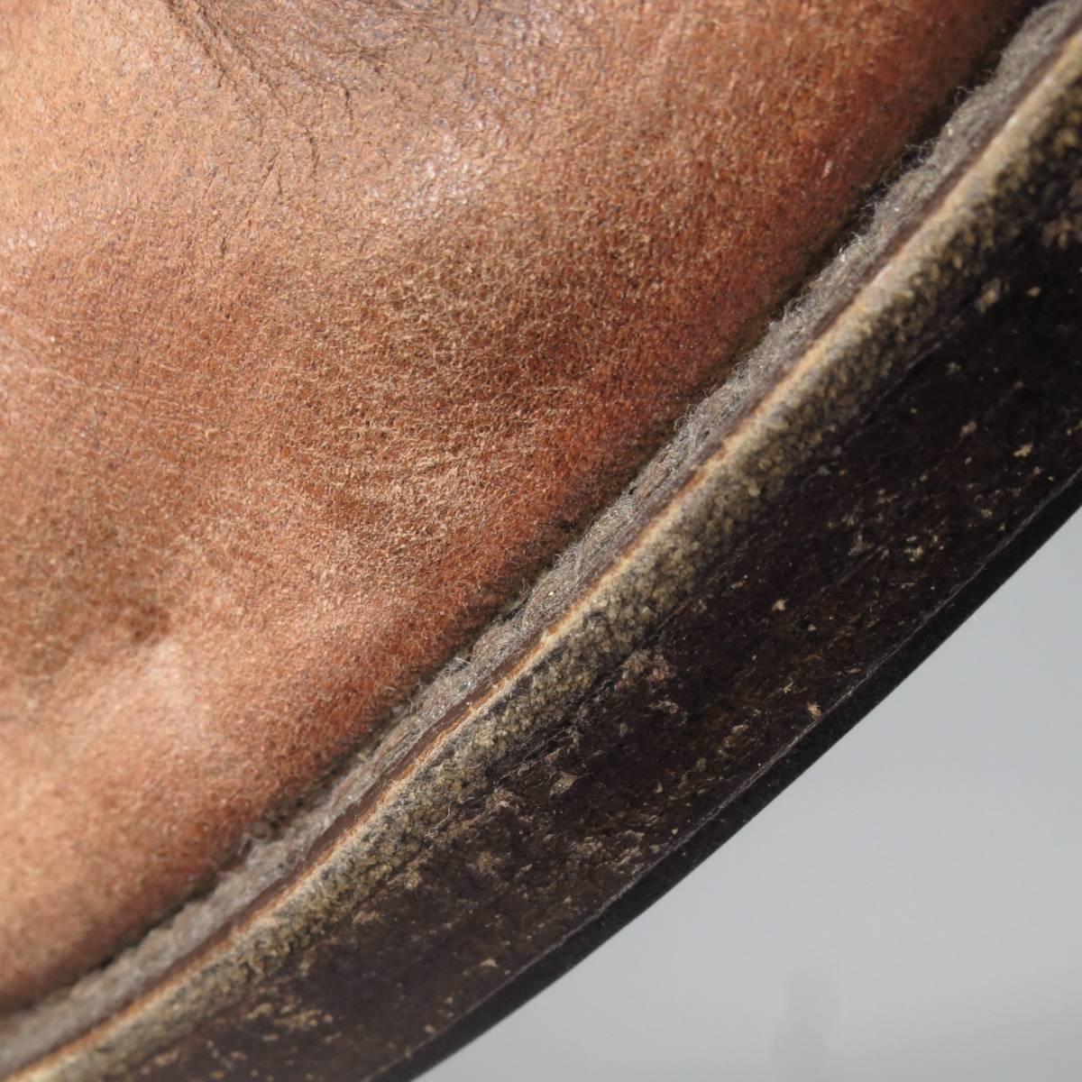 MAISON MARTIN MARGIELA Size 10.5 Rust Brown Leather Workman Boots In Good Condition In San Francisco, CA
