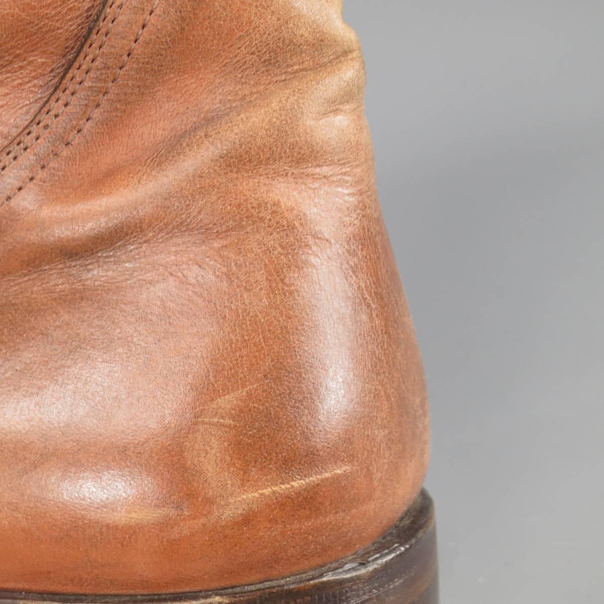 MAISON MARTIN MARGIELA Size 10.5 Rust Brown Leather Workman Boots 1