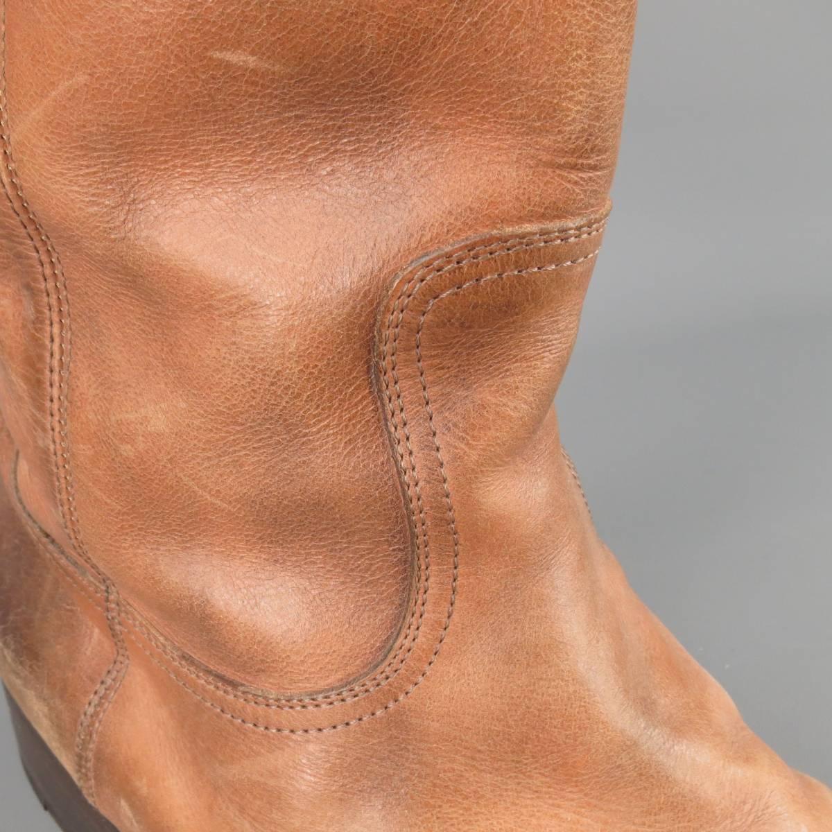 Men's MAISON MARTIN MARGIELA Size 10.5 Rust Brown Leather Workman Boots