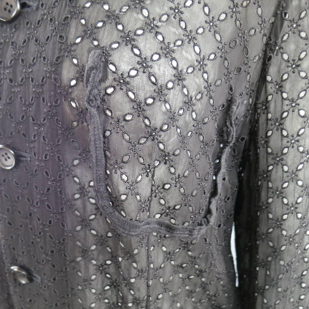 Comme Des Garcons Black Perforated Peter Pan Collar Jacket In Excellent Condition In San Francisco, CA