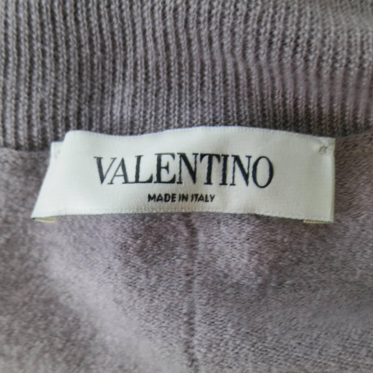 VALENTINO Size L Mauve Virgin Wool Lace Panel Turtleneck 3