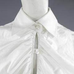 CHANEL Size 10 White Cotton Equestrian Collar Shirt Dress