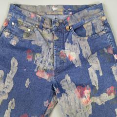 GUCCI Size 30 Floral Painted Medium Wash Jeans 2001