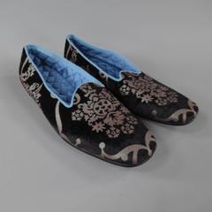 GUCCI Size 11.5 Black Mosaic Velvet Jutti Slipper Spring 2000