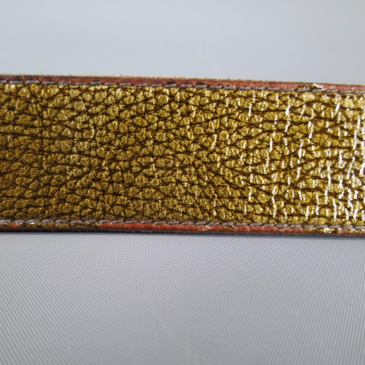 Brown DOLCE & GABBANA Belt -  Size 40 Gold Iridescent Leather Belt