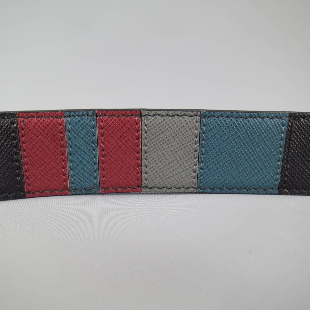 Men's PRADA Size 40 Black Leather patchwork Belt