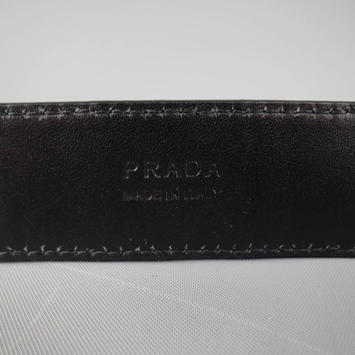 PRADA Size 40 Black Leather patchwork Belt 6