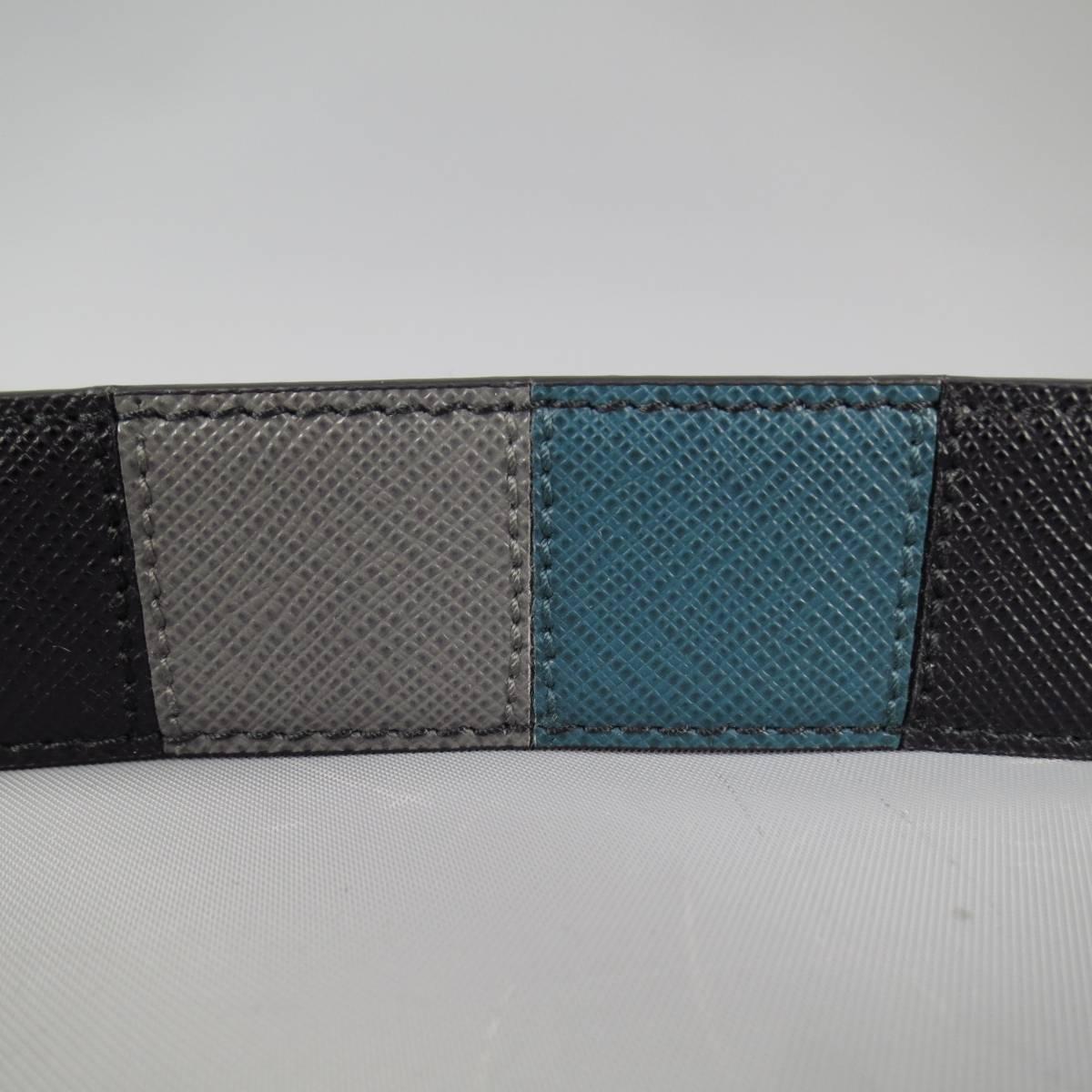 PRADA Size 40 Black Leather patchwork Belt 1
