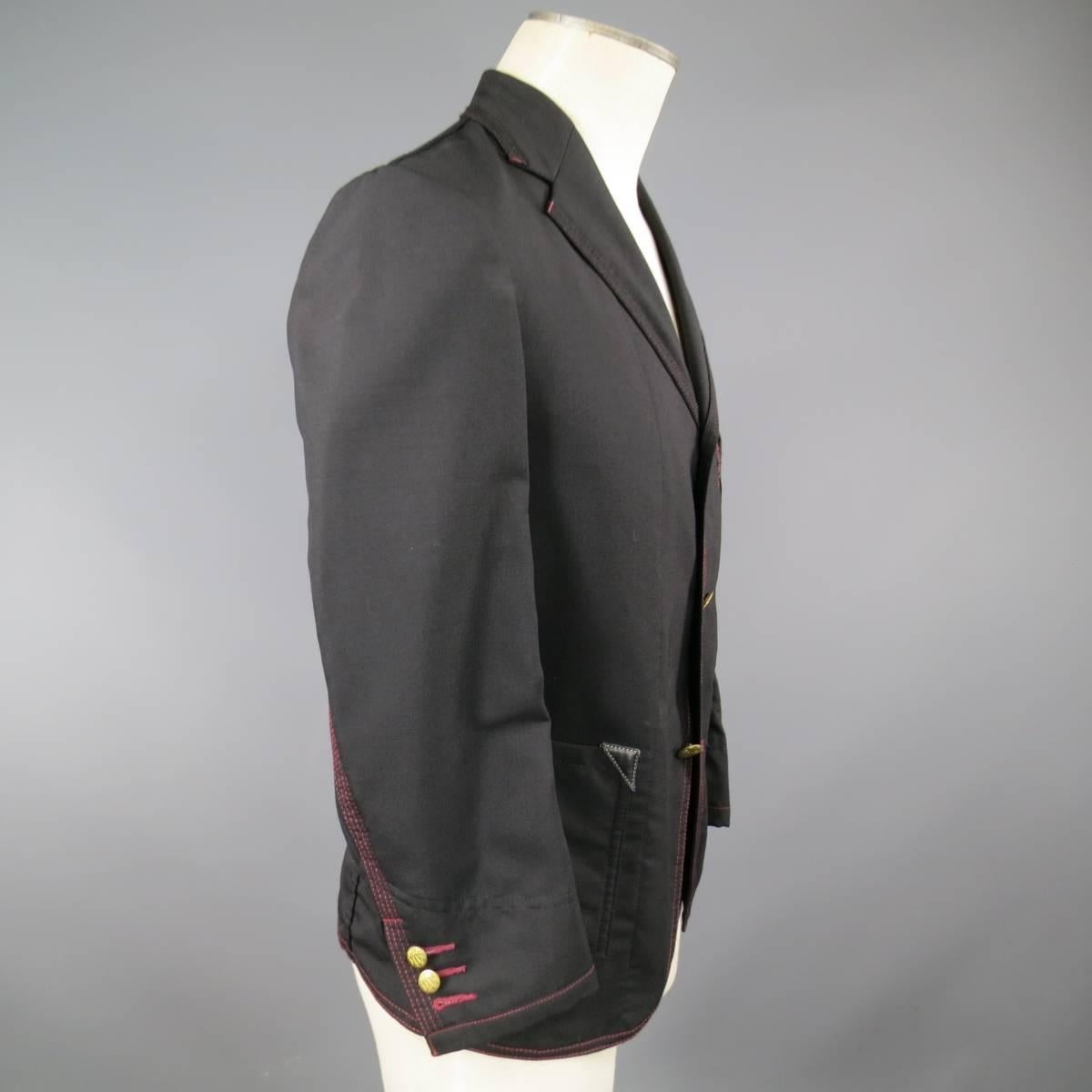 JUNYA WATANABE 36 Black Wool / Mohair Red Stitching Sport Coat 1