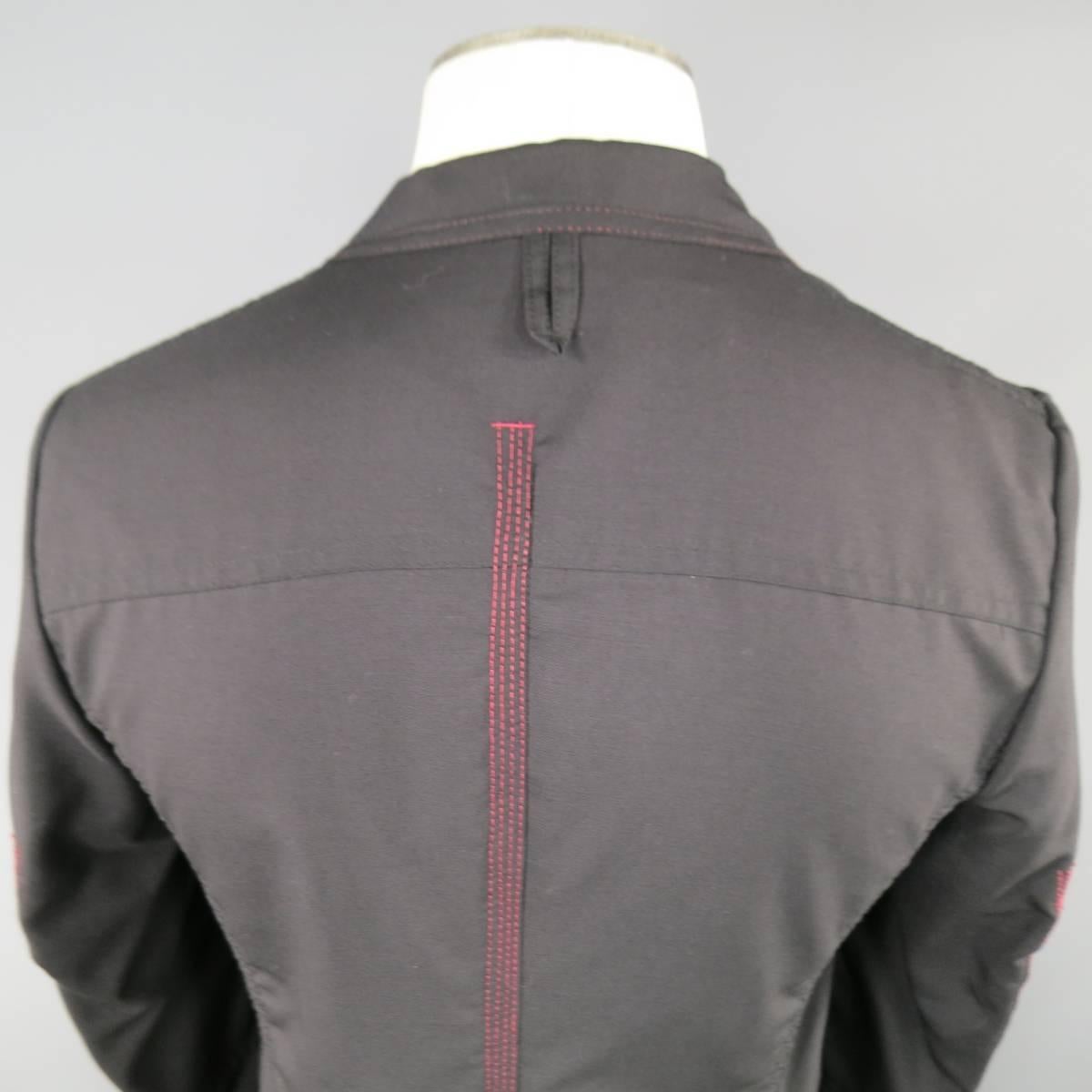 JUNYA WATANABE 36 Black Wool / Mohair Red Stitching Sport Coat 4
