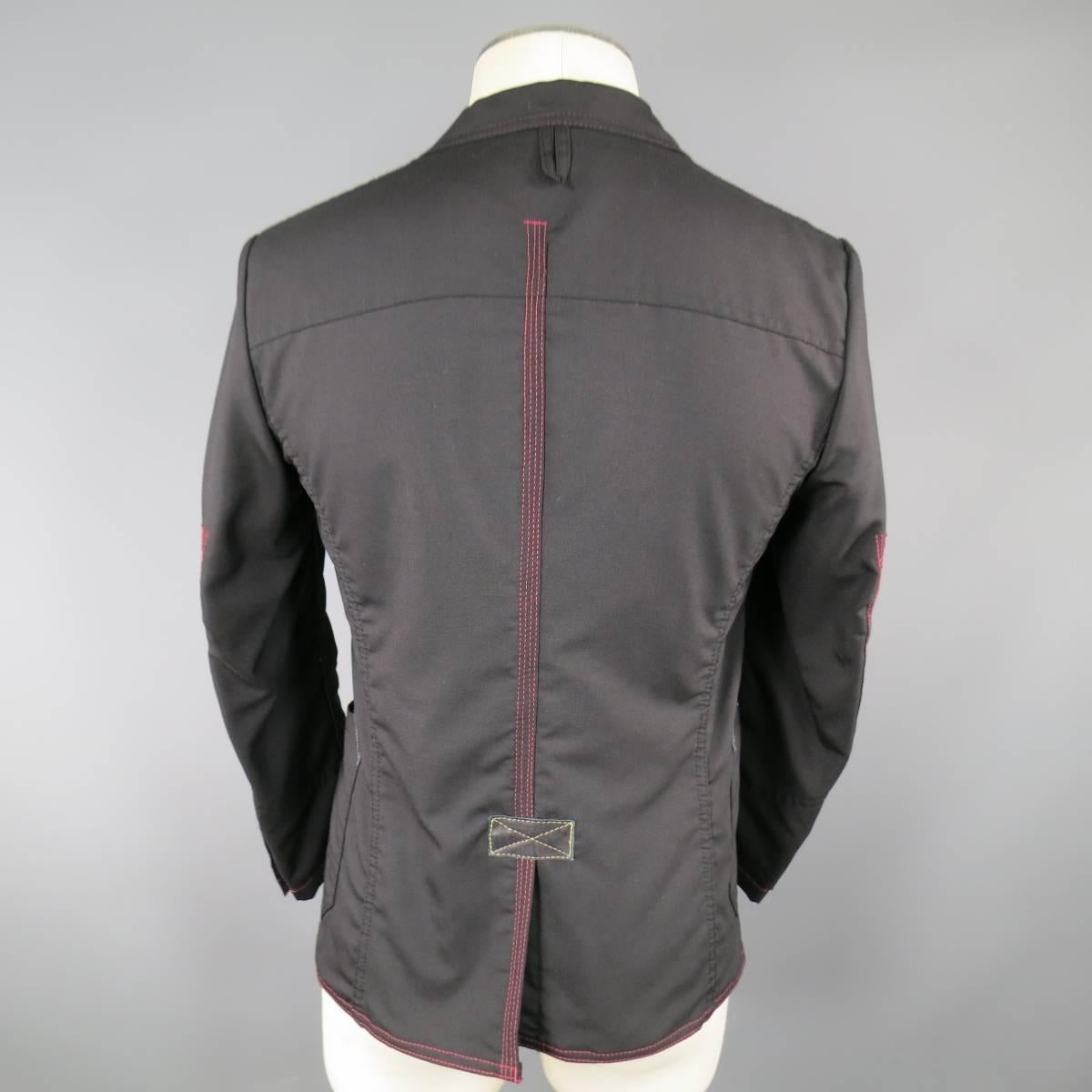 JUNYA WATANABE 36 Black Wool / Mohair Red Stitching Sport Coat 3