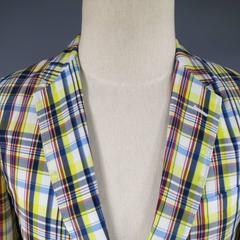 JUNYA WATANABE Men's 40 Yellow & Navy Plaid Nylon Sport Coat