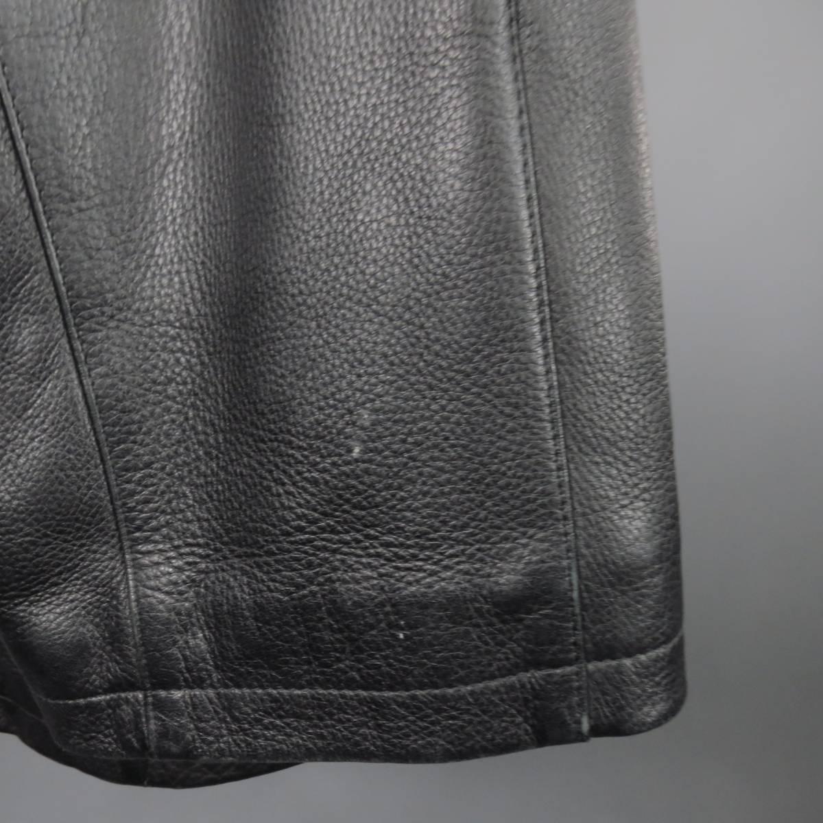Gray LORO PIANA Jacket 44 Black Leather Waist Cashmere Lining 'Horsey' Coat