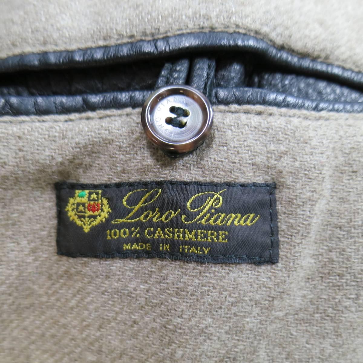 LORO PIANA Jacket 44 Black Leather Waist Cashmere Lining 'Horsey' Coat 1