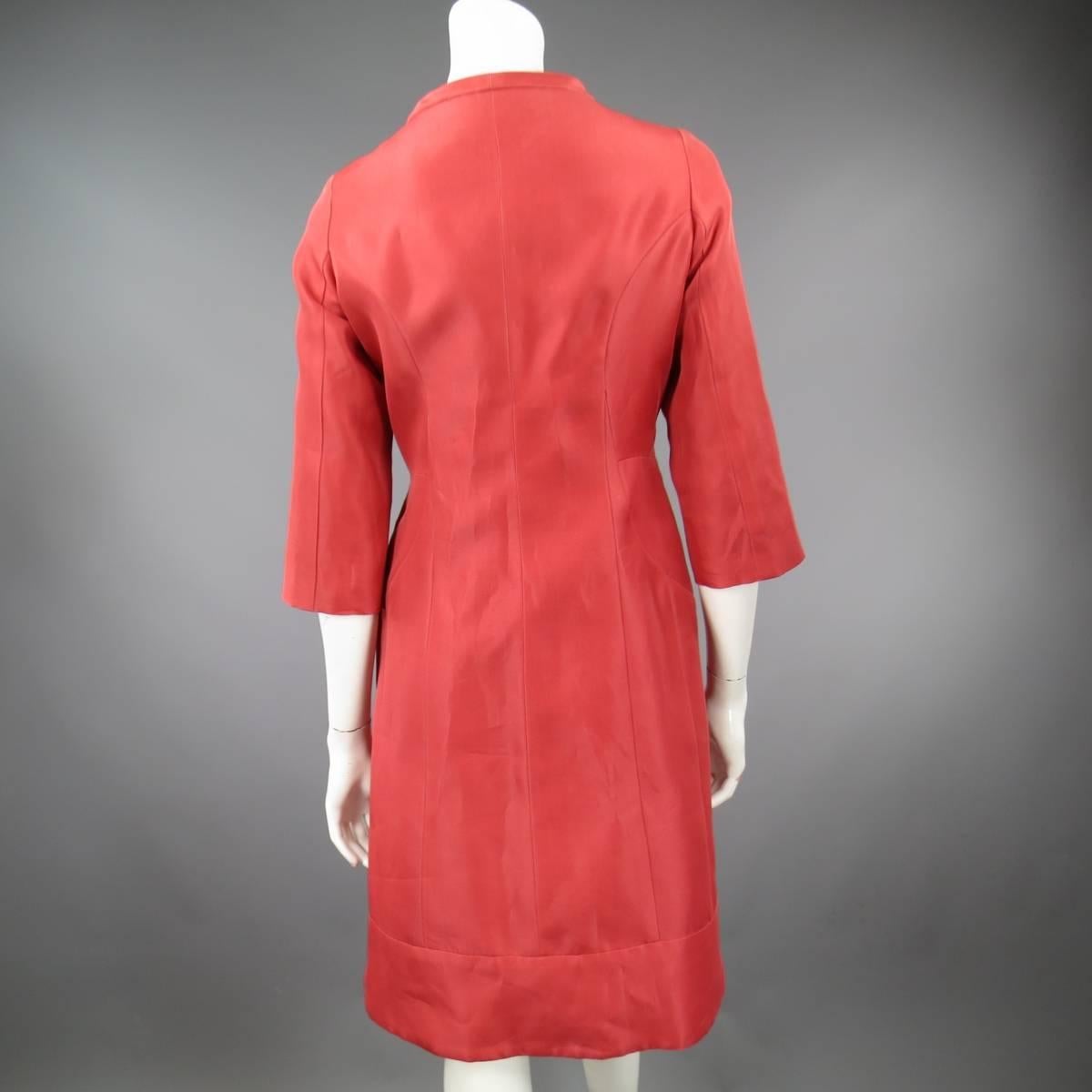 J. MENDEL Salmon Red Silk Evening Coat - Size 6 1