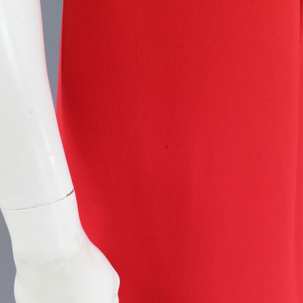 Women's VALENTINO Size 6 Red Silk Strapless Feather Applique Wrap Dress