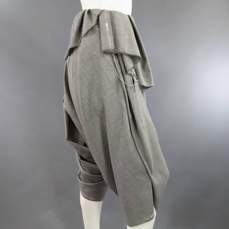 Women's COMME des GARCONS Size S Grey Wool Deconstructed Draped Drop Crotch Pants