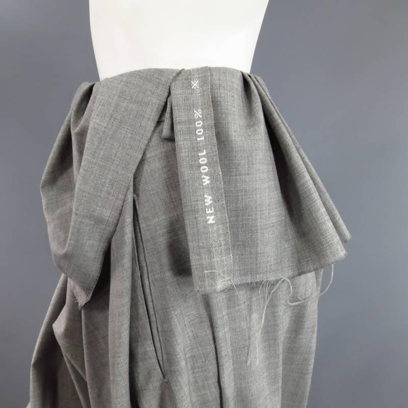 COMME des GARCONS Size S Grey Wool Deconstructed Draped Drop Crotch Pants 2