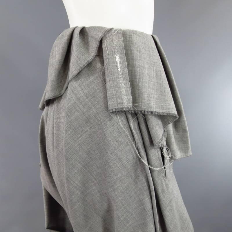 COMME des GARCONS Size S Grey Wool Deconstructed Draped Drop Crotch Pants 3