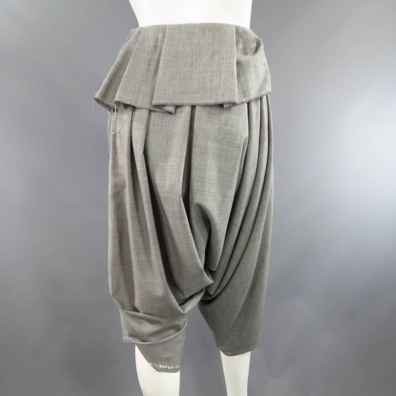 COMME des GARCONS Size S Grey Wool Deconstructed Draped Drop Crotch Pants 4