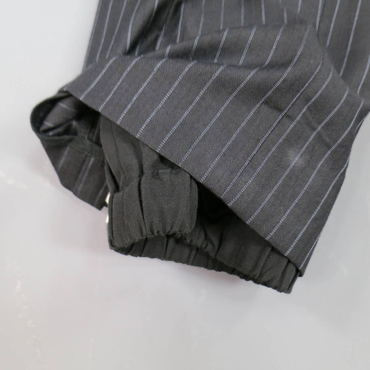 KRIS VAN ASSCHE Size 32 Navy Pinstripe Wool Elastic Cuff Dress Pants 4