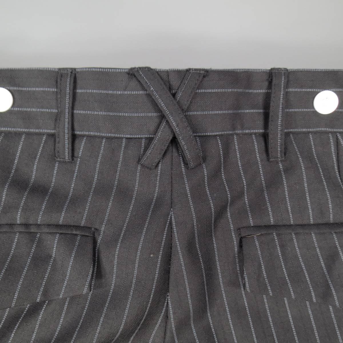 KRIS VAN ASSCHE Size 32 Navy Pinstripe Wool Elastic Cuff Dress Pants 3