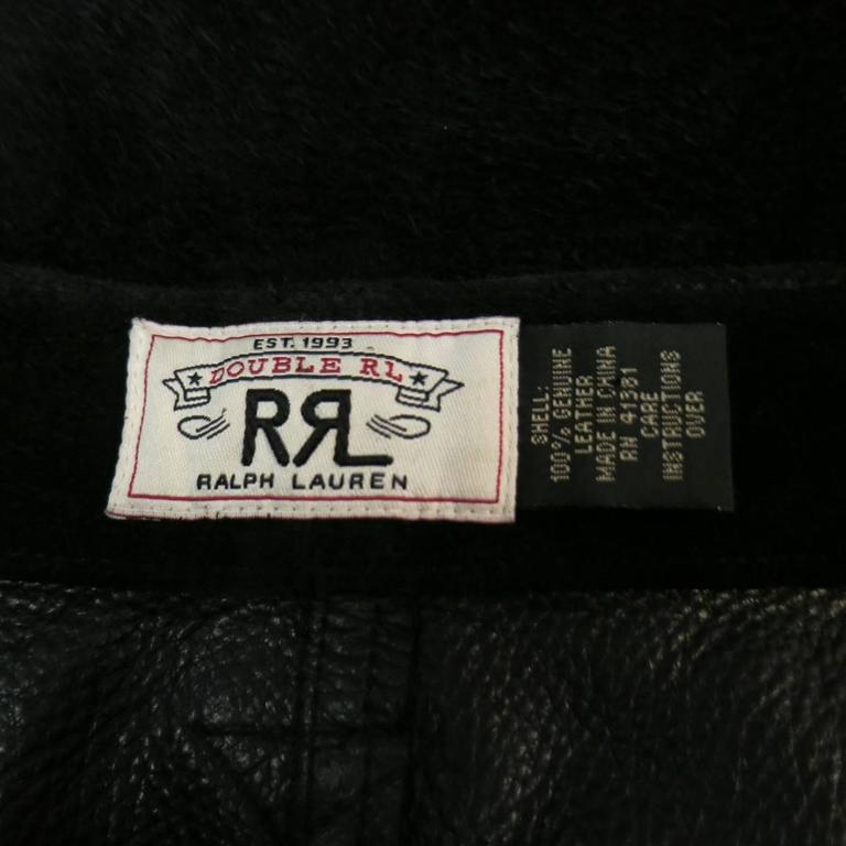 RRL by RALPH LAUREN Size 35 Black Suede Western Fringe Applique Pants ...