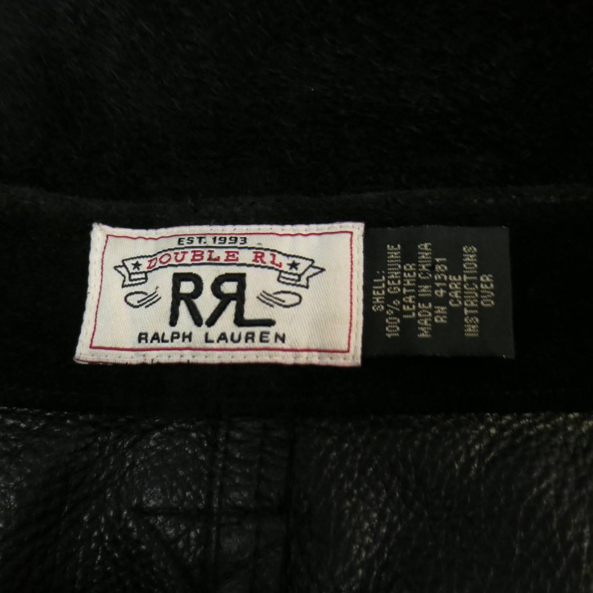 RRL by RALPH LAUREN Size 35 Black Suede Western Fringe Applique Pants 1