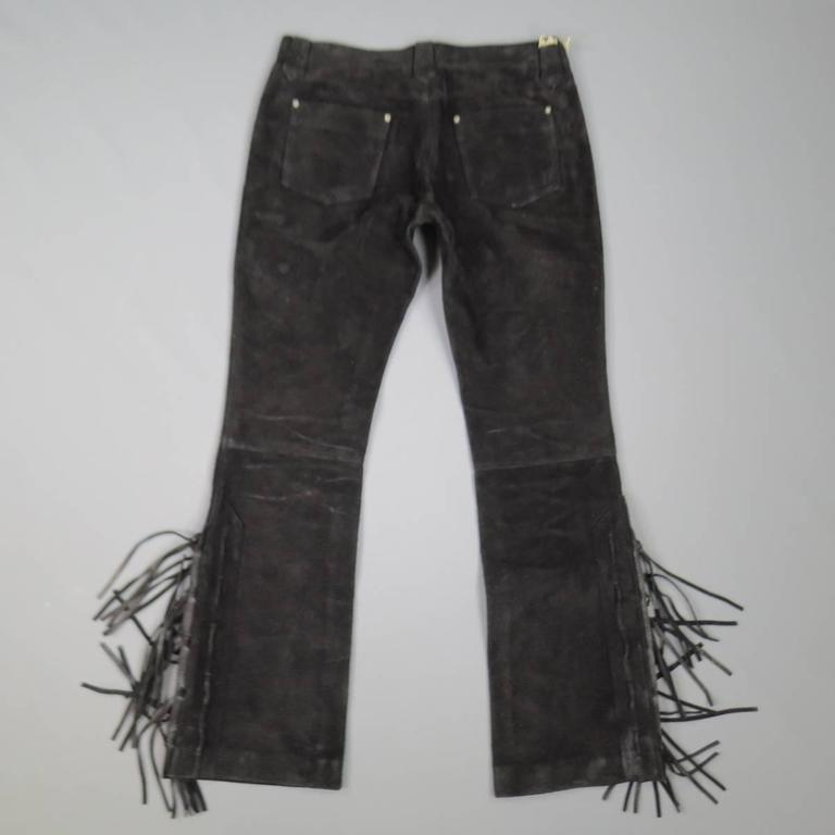 RRL by RALPH LAUREN Size 35 Black Suede Western Fringe RRL by RALPH LAUREN Size 35 Black Suede Western Fringe