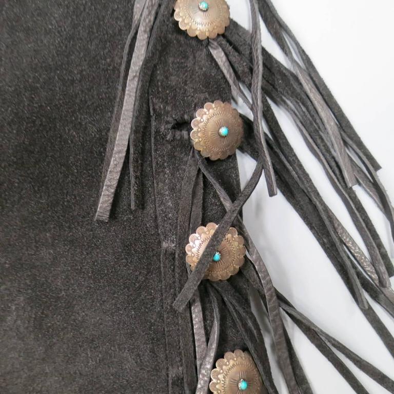 RRL by RALPH LAUREN Size 35 Black Suede Western Fringe RRL by RALPH LAUREN Size 35 Black Suede Western Fringe