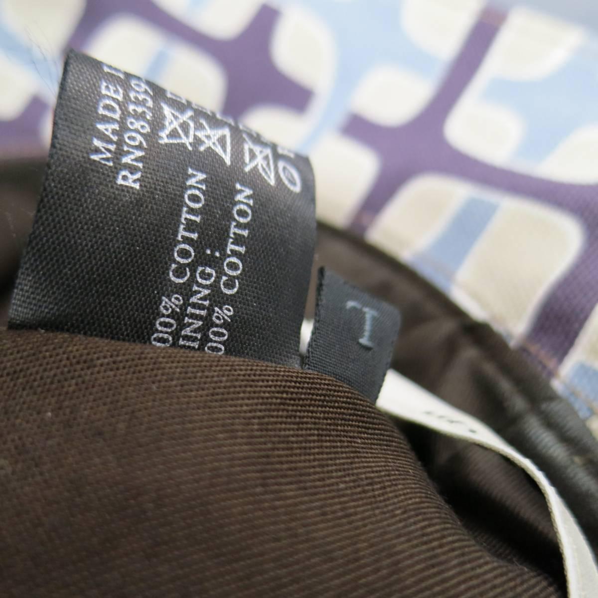 PRADA Size L Light Blue Khaki & Brown Mod Print Canvas Bucket Hat 3